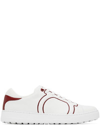 Salvatore Ferragamo White Red Gancini Sneakers