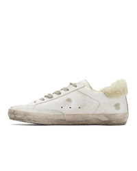 Golden Goose White Shearling Sneakers