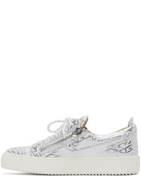 Giuseppe Zanotti White Silver Frankie Monogram Sneakers