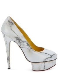 Charlotte Olympia Marble Print Dolly Leather Platform Pumps