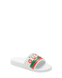 White Print Leather Sandals