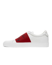 Givenchy White And Red Elastic Urban Street Sneakers