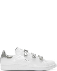White Print Leather Sneakers