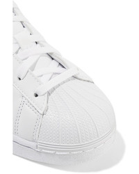 adidas Originals The Farm Company Superstar Printed Twill Trimmed Leather Sneakers White