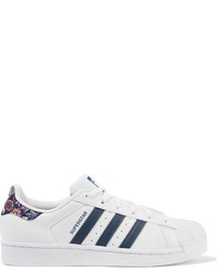 adidas Originals The Farm Company Superstar Printed Twill Trimmed Leather Sneakers White