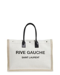Saint Laurent Noe Rive Gauche Logo Linen Tote