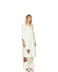 Off-White White Leather Meteor Trench Coat