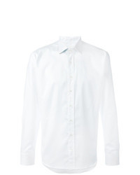 White Print Linen Long Sleeve Shirt