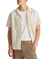 Bonobos Cabana Palm Tree Short Sleeve Linen Cotton Button Up Camp Shirt