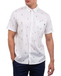 Hurley Classic Fit Pineapple Print Stretch Short Sleeve Button Up Shirt