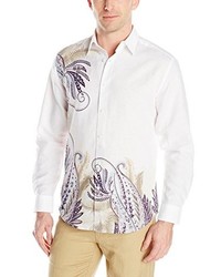 Cubavera Long Sleeve Paisley Show Stopper Placed Ornate Print Woven Shirt