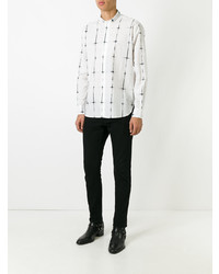 Saint Laurent Faded Grid Print Button Up Shirt