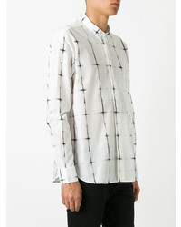 Saint Laurent Faded Grid Print Button Up Shirt