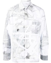 Off-White Faded Print Oversized Cotton Shirt