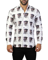Maceoo Fibonacci Skull America Button Up Shirt