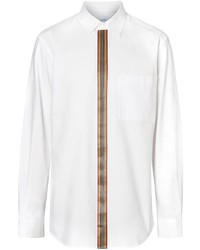 Burberry Icon Stripe Detail Stretch Cotton Poplin Shirt