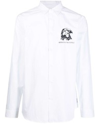 Armani Exchange Logo Print Cotton Long Sleeve Shirt