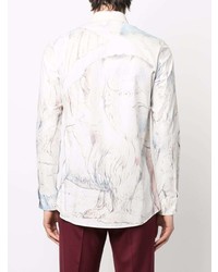 Alexander McQueen Marble Print Cotton Shirt