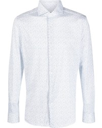 Corneliani Micro Print Cutaway Collar Shirt