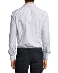 Eton Mini Fish Print Long Sleeve Sport Shirt White Pattern