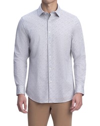 Bugatchi Ooohcotton Tech Print Stretch Button Up Shirt In Sand At Nordstrom