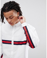 ASOS DESIGN Oversized Oxford Shirt With Black Tape Detail In White