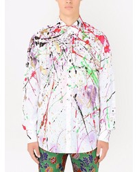 Dolce & Gabbana Paint Splatter Effect Long Sleeve Shirt