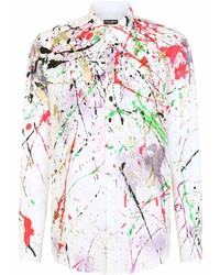 Dolce & Gabbana Paint Splatter Effect Long Sleeve Shirt