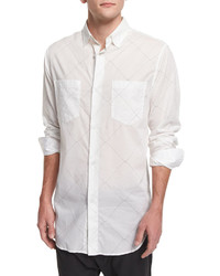 rag & bone Printed Long Sleeve Sport Shirt White