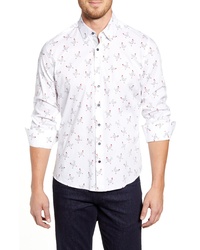 Stone Rose Regular Fit Rooster Print Button Up Sport Shirt