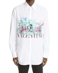 Valentino Roman Sketches Poplin Button Up Shirt