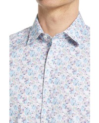 Bugatchi Shaped Fit Medallion Print Stretch Button Up Shirt