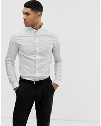 ASOS DESIGN Skinny Fit Shirt With Ditsy Print In White