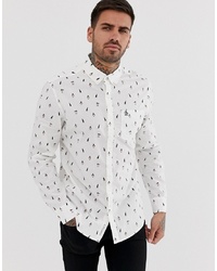 Original Penguin Slim Fit All Over Print Poplin Shirt With Collar In White