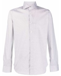 Canali Spot Patterned Long Sleeve Shirt