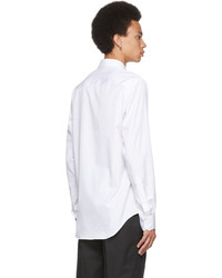 Versace White Cotton Poplin Greca Accent Shirt