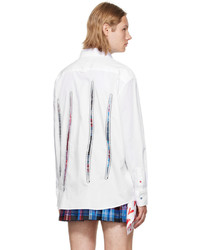 Charles Jeffrey Loverboy White Fred Perry Edition Tartan Patch Shirt
