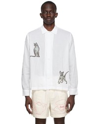 Bode White Limited Edition Cat Motif Shirt