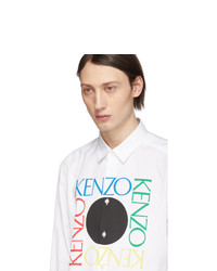 Kenzo White Square Logo Slim Fit Shirt