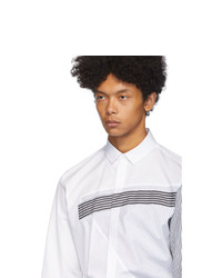 Neil Barrett White Stripe Punked Modernist Slim Fit Shirt