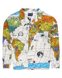 SAINT MXXXXXX World Map Notched Collar Shirt