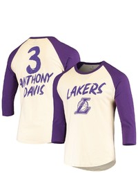 FANATICS Branded Anthony Davis Creampurple Los Angeles Lakers Raglan 34 Sleeve T Shirt