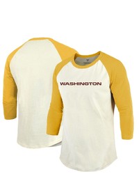 FANATICS Branded Creamgold Washington Football Team Softhand Raglan 34 Sleeve T Shirt