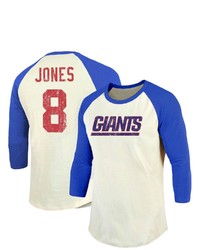 FANATICS Branded Daniel Jones Creamroyal New York Giants Vintage Player Name Number Raglan 34 Sleeve T Shirt At Nordstrom