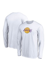 FANATICS Branded White Los Angeles Lakers Team Primary Logo Long Sleeve T Shirt