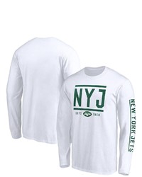 FANATICS Branded White New York Jets Hometown Collection Facemask Long Sleeve T Shirt
