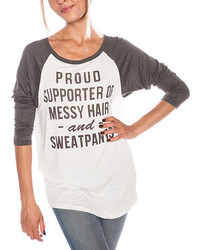 Charcoal White Proud Supporter Of Messy Hair Raglan Tee
