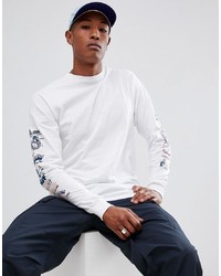 HUF Collage Long Sleeve T Shirt With Sleeve Print In White