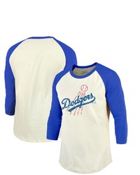 Majestic Threads Creamroyal Los Angeles Dodgers Cooperstown Collection Raglan 34 Sleeve T Shirt