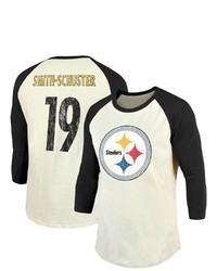 INDUSTRY RAG Fanatics Branded Juju Smith Schuster Creamblack Pittsburgh Ers Vintage Player Name Number Raglan 34 Sleeve T Shirt